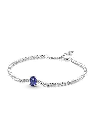 Серебряный браслет серебро пандора pandora silver s925 ale с биркой и пломбой 925 проба блестящее паве pave синий каменец