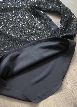 Лонгслів блуза у паєтки чорна oasis xs5 фото