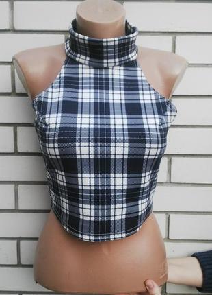 Топ(майка укороченная) в бело-черную клеточку dolls