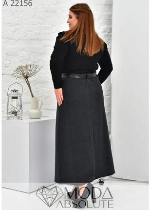 Темно-серая теплая кашемировая юбка с поясом батал с 50 по 80 размер4 фото