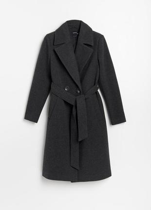 Новое стильное базовое серое пальто reserved. размер uk14 eur423 фото