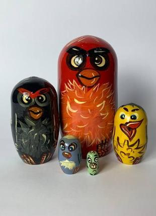 Матрьошка дерев'яна, матрьошка розписна, матрьошка 5-ка, матрьошка "angry birds", матрьошка сувенір