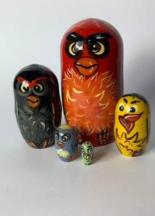 Матрешка деревянная, матрешка расписная, матрешка 5-ка, матрешка "angry birds", матрёшка сувенир, матрешка5 фото