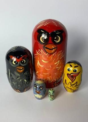 Матрешка деревянная, матрешка расписная, матрешка 5-ка, матрешка "angry birds", матрёшка сувенир, матрешка6 фото