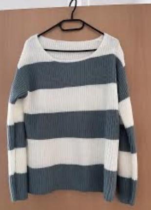 Свитер, кофта с круглым вырезом, свитер полосатый, кофта полосатый, свитер оверсайз полосатый