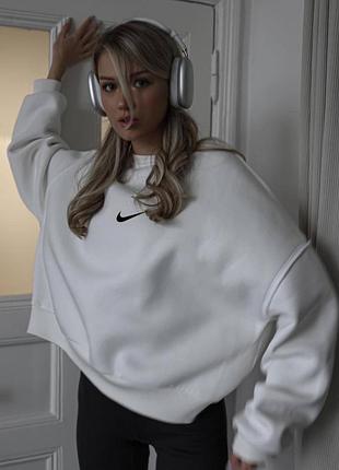 Світшот теплий тринитка на флісі nike утеплений довгий подовжений об‘ємний кофта худі толстовка кенгуру кофта оверсайз об’ємна найк
