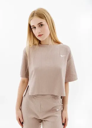 Футболка женская nike red w nsw rib jrsy ss top dv7870-272