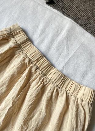 Хлопковая бежевая юбка-миди с разрезом shein5 фото