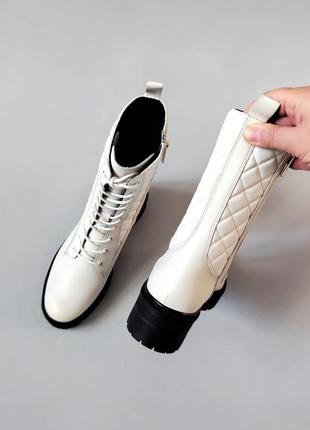 Шкіряні французські високі стьобані жіночі черевики берци комбат на тракторній підошві з протеркторами what for 37-38 розмір6 фото