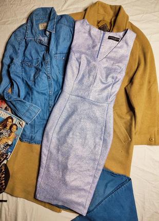 Dorothy perkins платье голубое серебристое по фигуре карандаш футляр