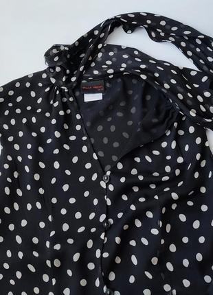100% шелковая шифоновая блуза в горох  с бантом frank usher9 фото