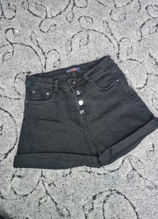 Джинсові шорти на ґудзиках висока посадка