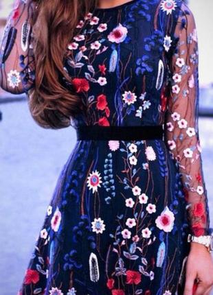 Сукня сітка з вишивкою