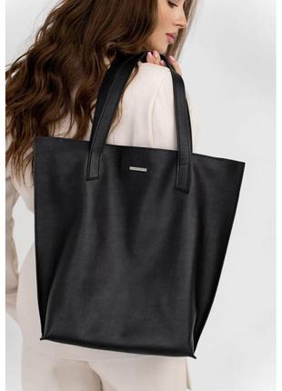 Шкіряна жіноча сумка-шопер dd. чорна