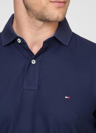 Темно-сине поло лонгслів hilfiger regular ls polo7 фото