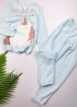 Світло-блакитна плюшева піжама з єдинорога