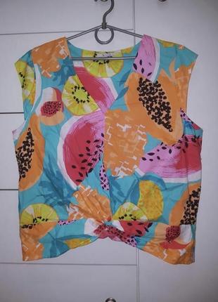 Яркая блуза-топ с фруктовым принтом, хлопок6 фото