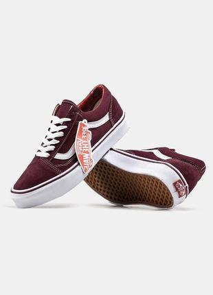 Чоловічі кросівки vans old skool classic burgundy / ванс олд скул класичні ванси червоні1 фото