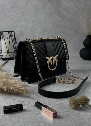 Сумка pinko black диагональ2 фото