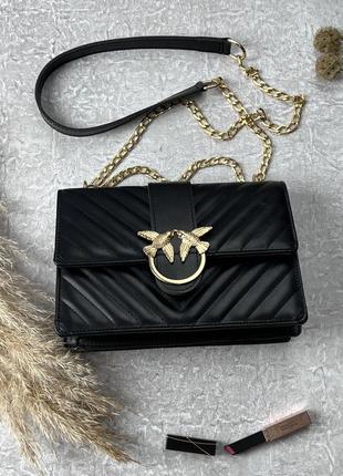 Сумка pinko black диагональ4 фото