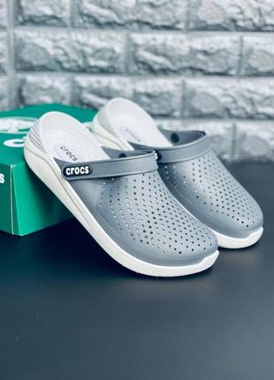 Мужские кроксы crocs серые шлёпанцы крокс 39-45