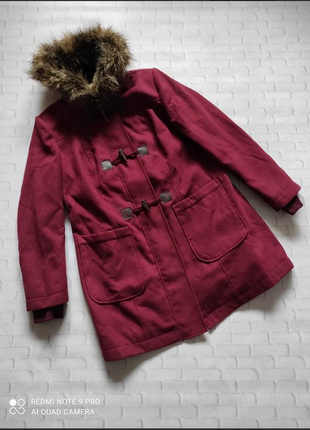 Пальто на блискавці бордовий колір1 фото