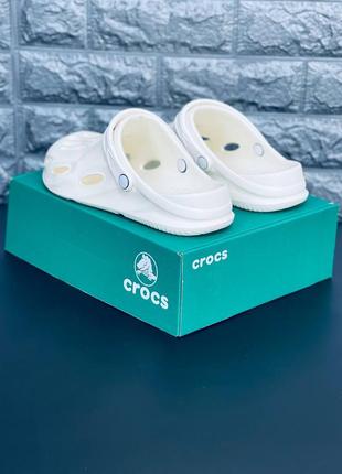 Мужские кроксы crocs белые шлёпанцы крокс9 фото