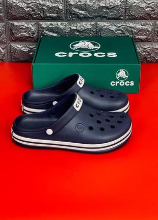 Мужские кроксы crocs тёмно-синие шлёпанцы крокс 39-454 фото