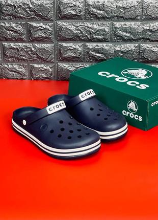 Мужские кроксы crocs тёмно-синие шлёпанцы крокс 39-452 фото