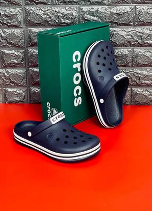 Мужские кроксы crocs тёмно-синие шлёпанцы крокс 39-453 фото