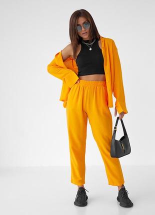 Жіночий костюм зі штанами та сорочкою barley — жовтогарячий колір, s (є розміри)