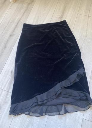 Бархатная черная юбка1 фото