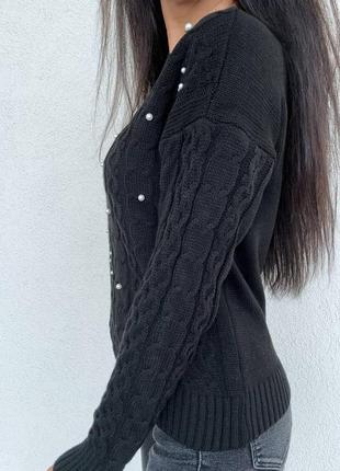 Женский теплый свитер джемпер с жемчугом3 фото