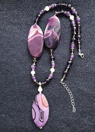 Ожерелье из агата и розового кварца4 фото