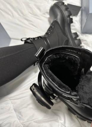 Женские ботинки prada boots premium zip pocket black🔥7 фото