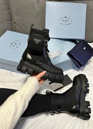 Жіночі черевики prada boots premium zip pocket black🔥