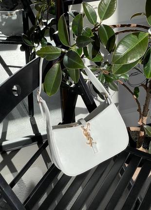 Женская сумка yves saint laurent hobo white/gold6 фото