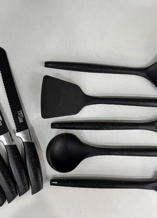 Набір ножів + кухонне начиння на підставці + обробна дошка (14 предметів)1 фото