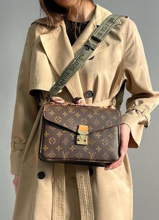 Женская сумка louis vuitton pochette metis new brown/green