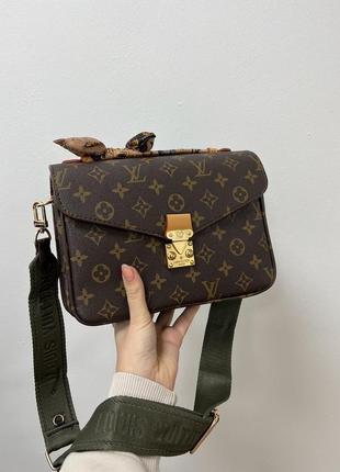 Женская сумка louis vuitton pochette metis new brown/green8 фото