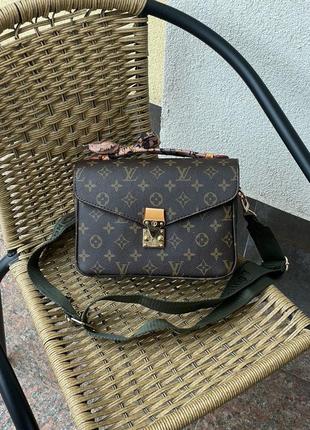 Женская сумка louis vuitton pochette metis new brown/green5 фото