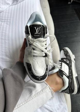 Жіночі кеди louis vuitton trainer sneaker white/black🍍1 фото