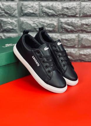 Женские кроссовки lacoste черные кожаные кроссовки лакоста