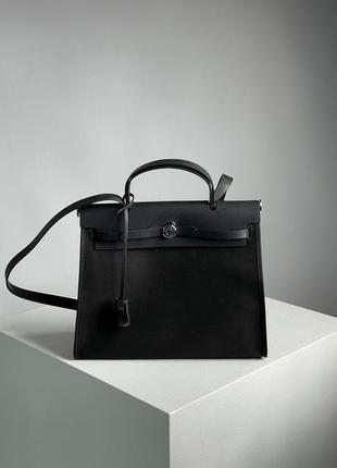 Жіноча сумка hermes herbag zip 31 bag black/silver5 фото