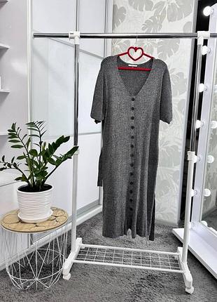 Якісна сіра меланжева сукня в рубчик, р. 24.