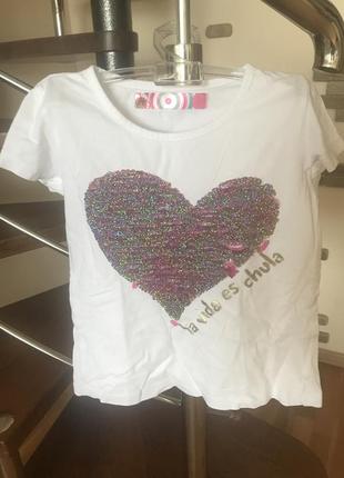 Супер классная футболка на девочку 4 5 6 лет котоновая с сердечком италия4 фото