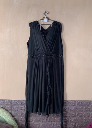 Платье платья черного цвета вечерняя батал большого размера 60 62 есть пояс