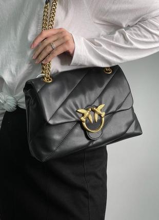 Женская сумка pinko big love bag puff maxi quilt black/gold