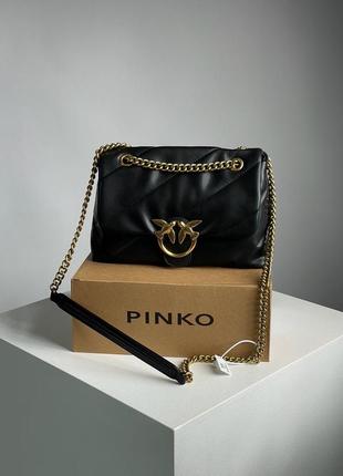 Женская сумка pinko big love bag puff maxi quilt black/gold4 фото