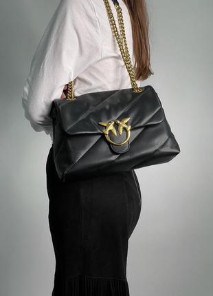 Женская сумка pinko big love bag puff maxi quilt black/gold5 фото